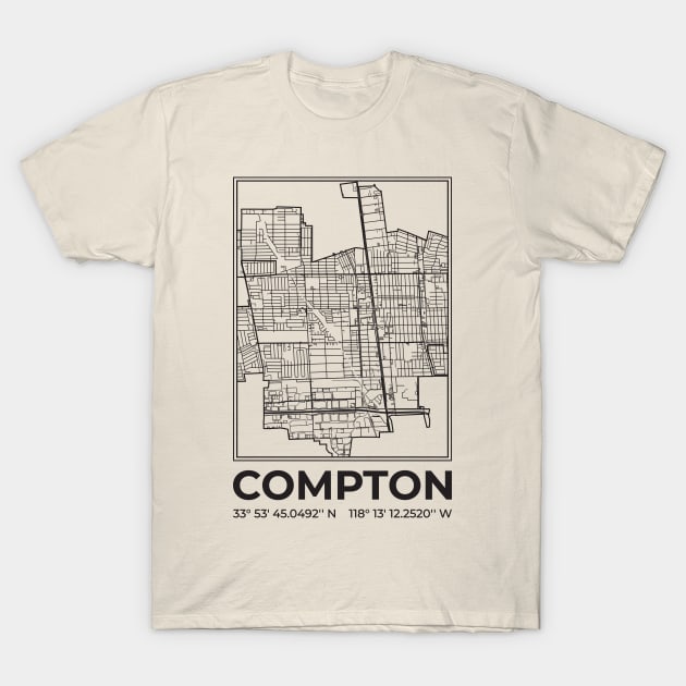 Compton minimalist map T-Shirt by R4Design